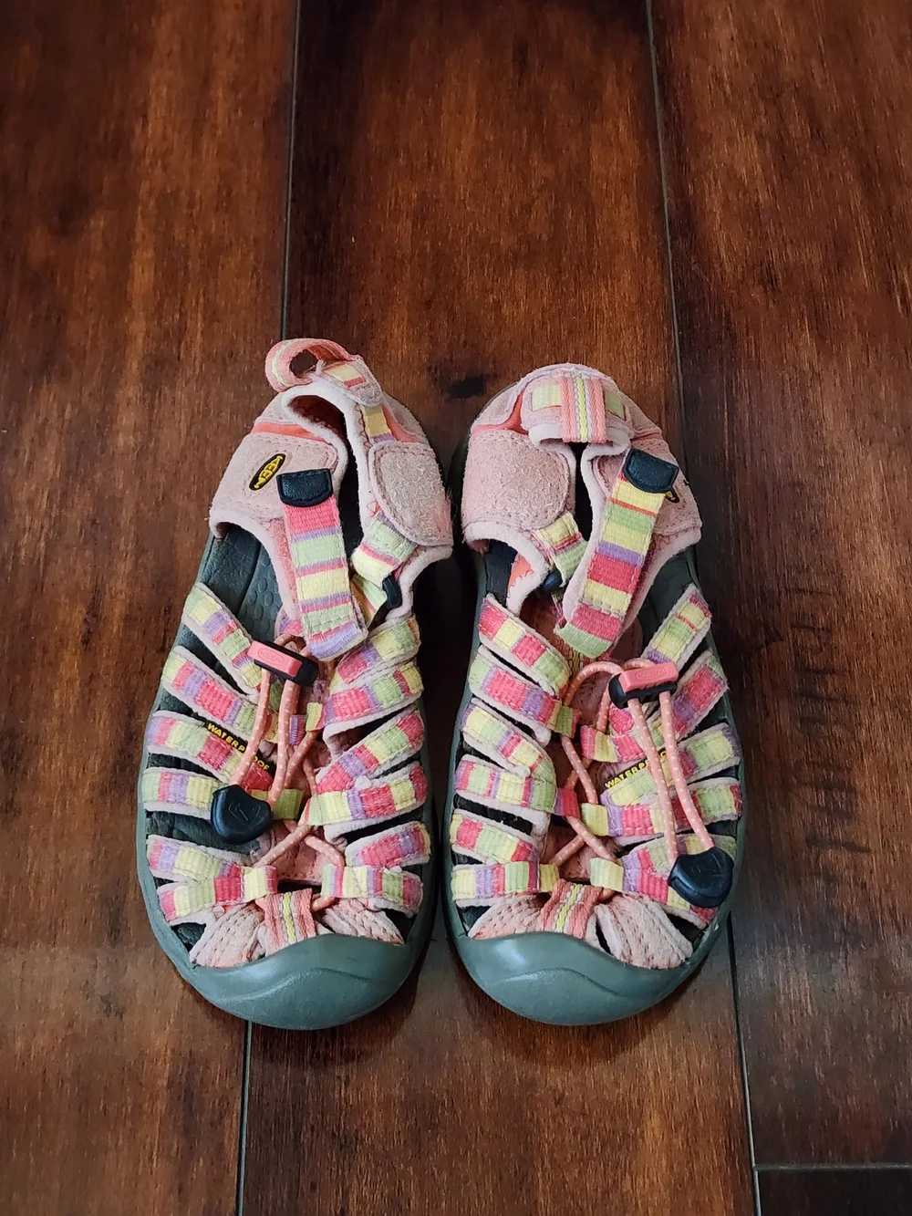 KEEN Newport H2 Kids Waterproof Sandals Pink Stripe Closed Toe Hiking Water Shoe